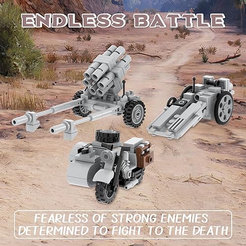 Vista 6 de Juego de bloques de construcción de armas de artillería de la Segunda Guerra Mundial (710 unidades). MOC piezas de ladrillos militares