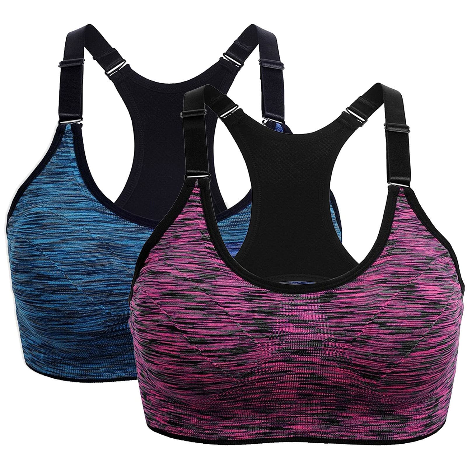 Sports Bra for Women High Yoga Running Seamless Gym Tank Top Fitness Vest Pack of 2, E, XL