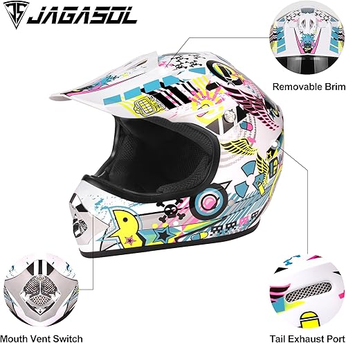 Miniatura 3 de JAGASOL DOT - Casco de motocross todoterreno para niños de 8 a 14 años, casco BMX MX ATV con gafas aprobadas por DOT
