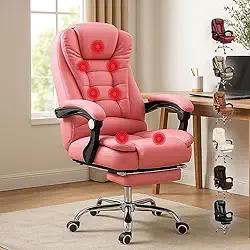 Cadeira de Escritório de Massagem Presidente Home Office Giratória Executiva (Rosa)