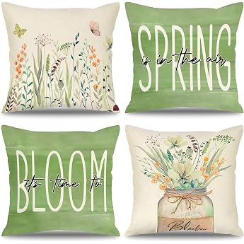 Weldomcor Cushion Cover 45 x 45 cm Set of 4 Flowers Decorative Cushion