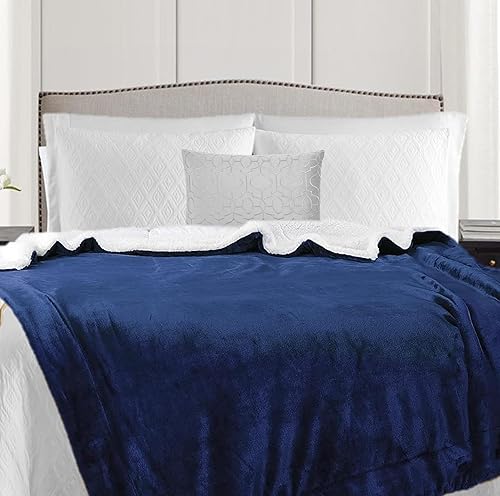 Miniatura 2 de allecalm Manta de cama de forro polar sherpa, tamaño King, súper suave, afelpada, cálida, acogedora, de microfibra esponjosa, manta de terciopelo