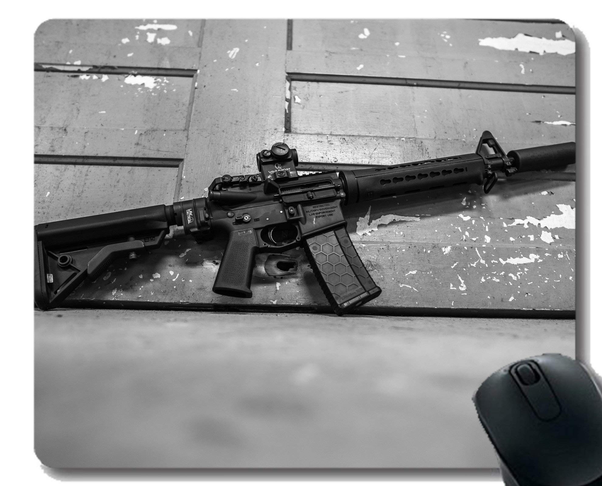APSRA Gaming Mouse Pad Custom,Gun Assault Rifle Mouse Pad with Stitched Edge-13802