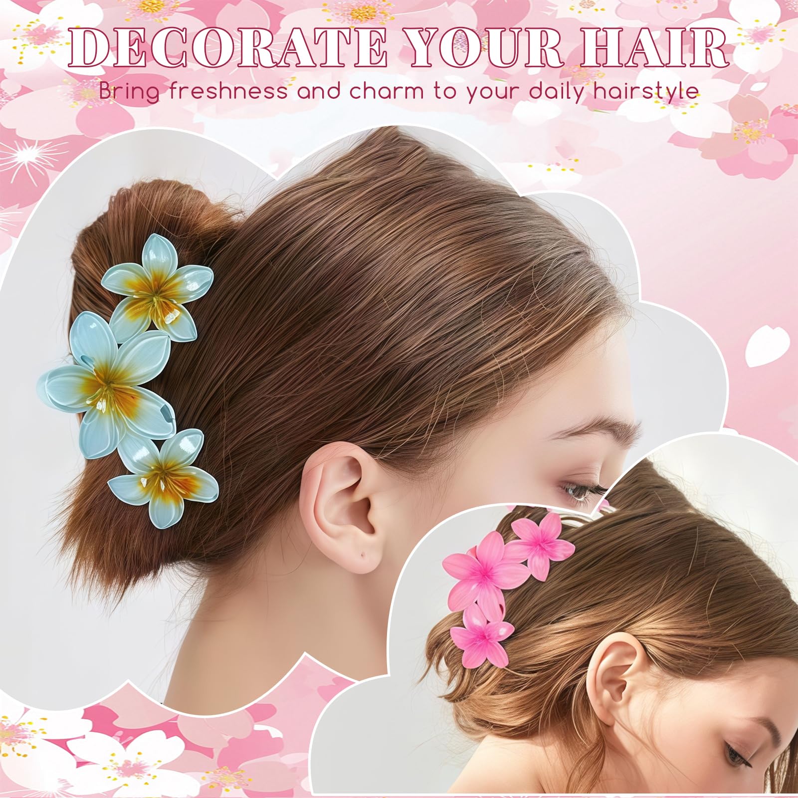 AstraGlam 6Pcs Flower Hair Claw Clips 3.1 Inch, Floral Hair Accessories for Women Non-Slip Hair Clips - Image 4