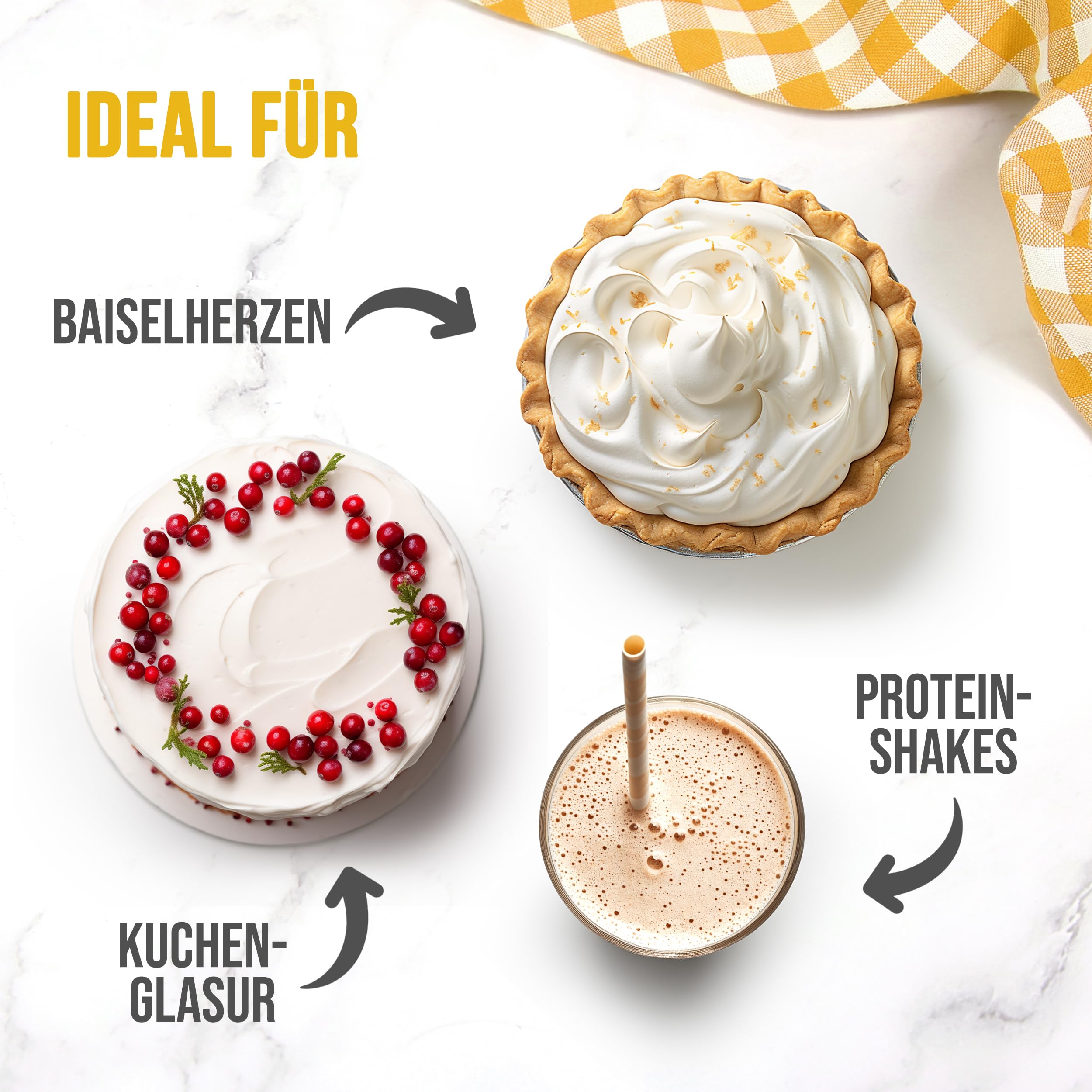 EASY YUMMY Eiklarpulver – 100% reines Eipulver zum Backen & Kochen, 1 kg Großpackung, ideal für Baiser, Pancakes, Proteinshakes & vielseitige Rezepte