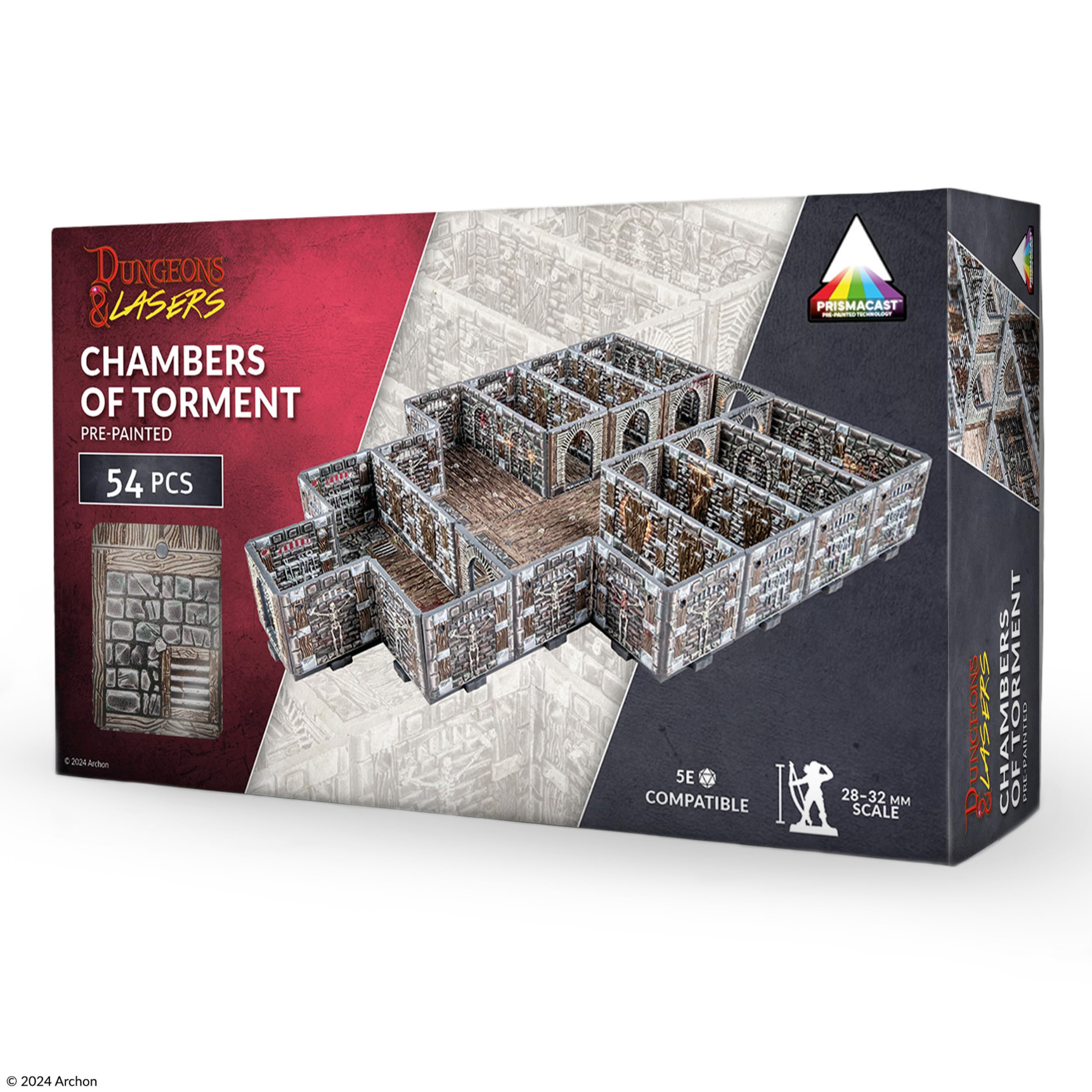 Dungeons & Lasers Prepainted Terrain Sets for DND and Tabletop RPG Games - 5E Compatible with 28mm-32mm Scale Miniatures - Modular Design for Fast Assembly (Chambers of Torment)