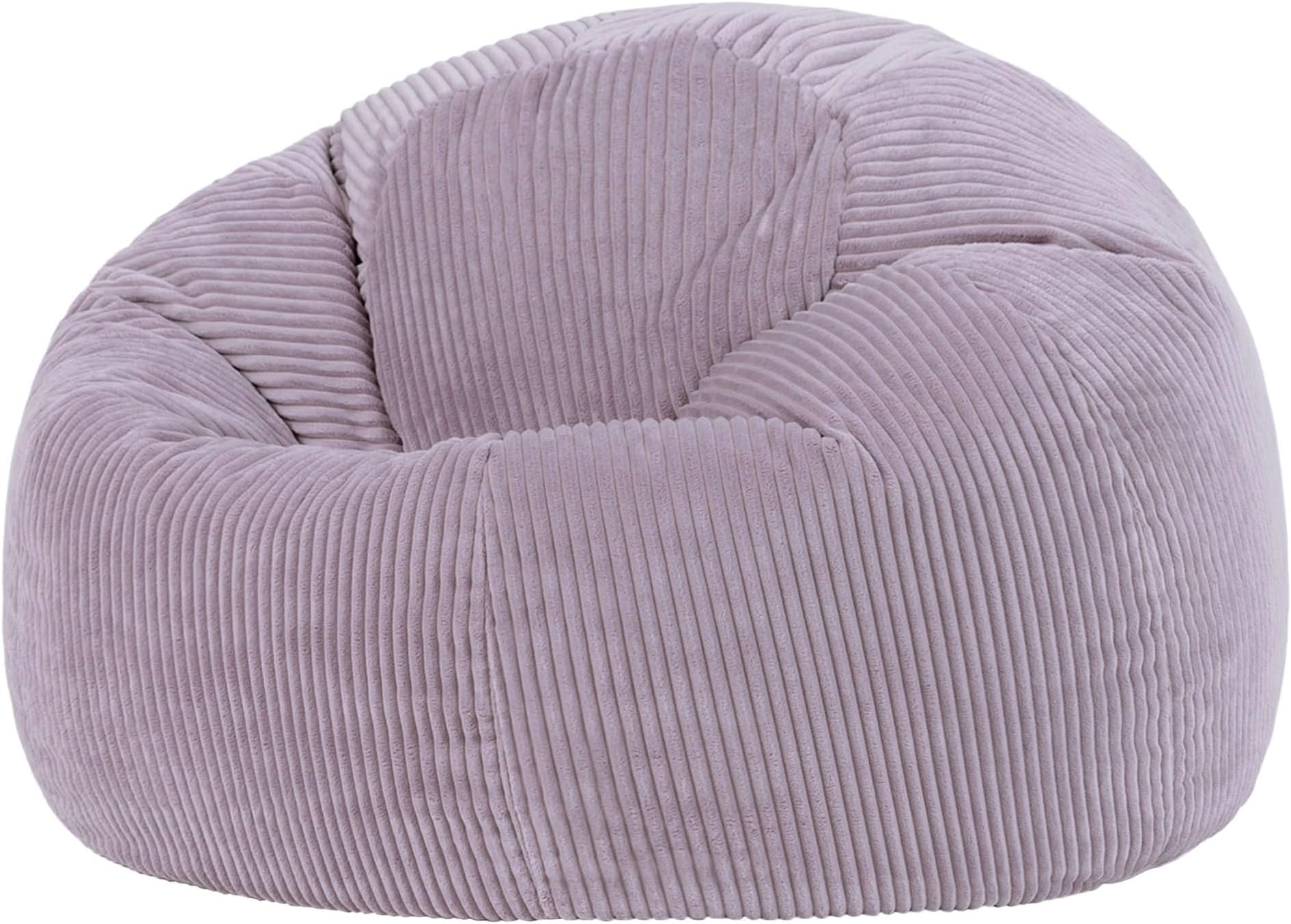 icon Kingston Cord Bean Bag, Lilac, Large Adult Bean Bag Chair with Filling Included, Comfy Chair, Living Room Furniture, Bedroom Furniture