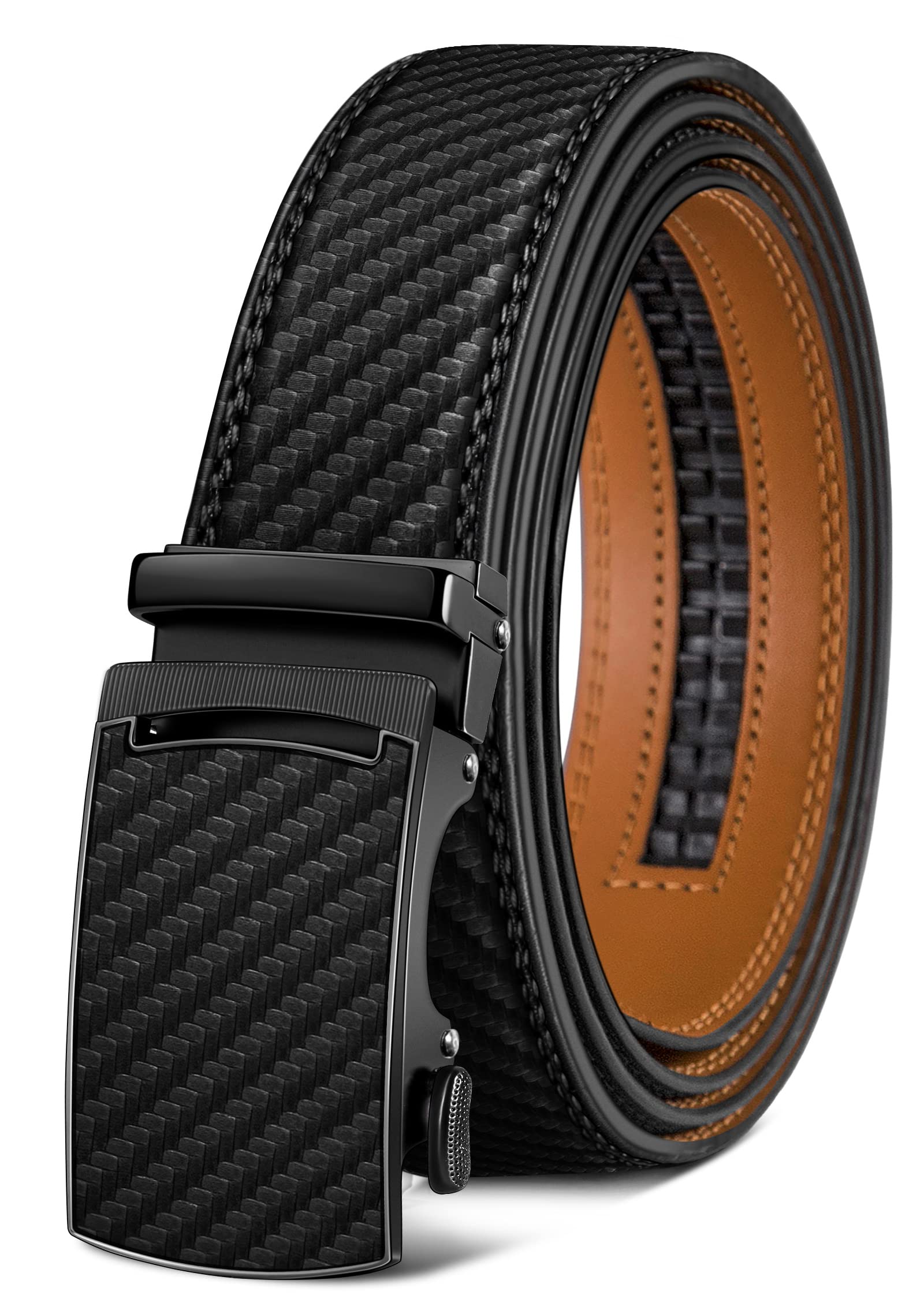 KEMISANT Cintura Uomo, Cintura Pelle con Chiusura Automatica a Cricchetto per Tailleur,Larghezza 35 mm,Taglia Regolata
