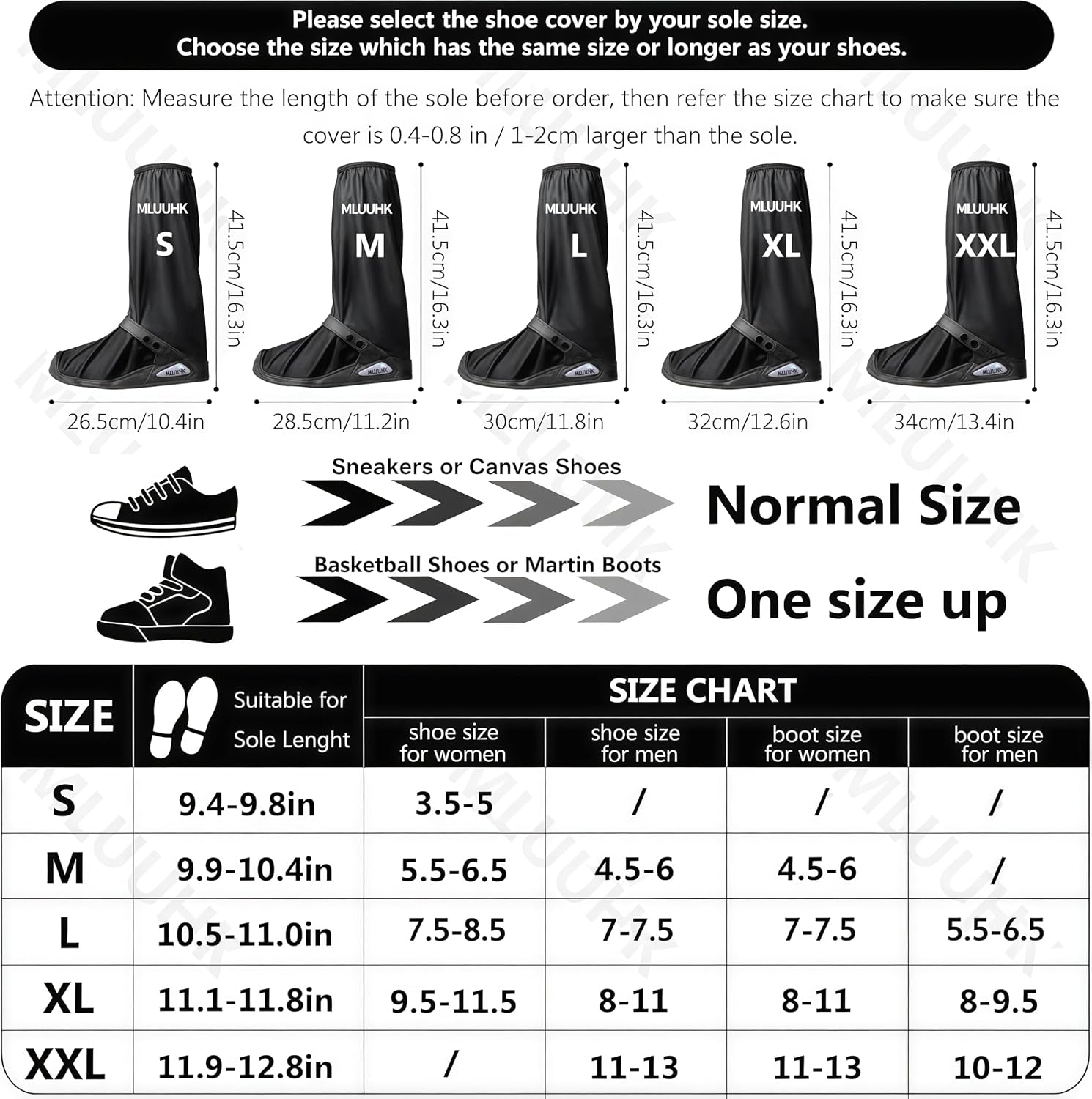 Rain Shoe Covers, Reusable Waterproof Rain Cover for Shoes, Non-Slip PVC Rain Boot Covers for Men and Women