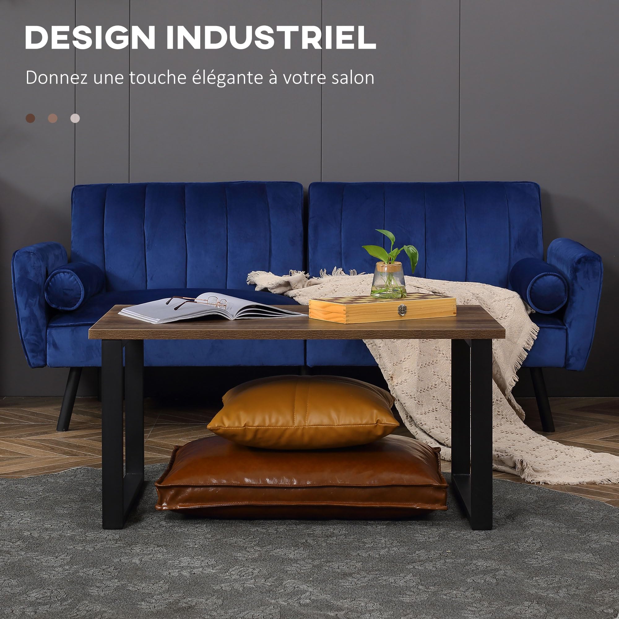 HOMCOM Table Basse Rectangulaire Table de Salon Pied Métal 100x60x50 cm