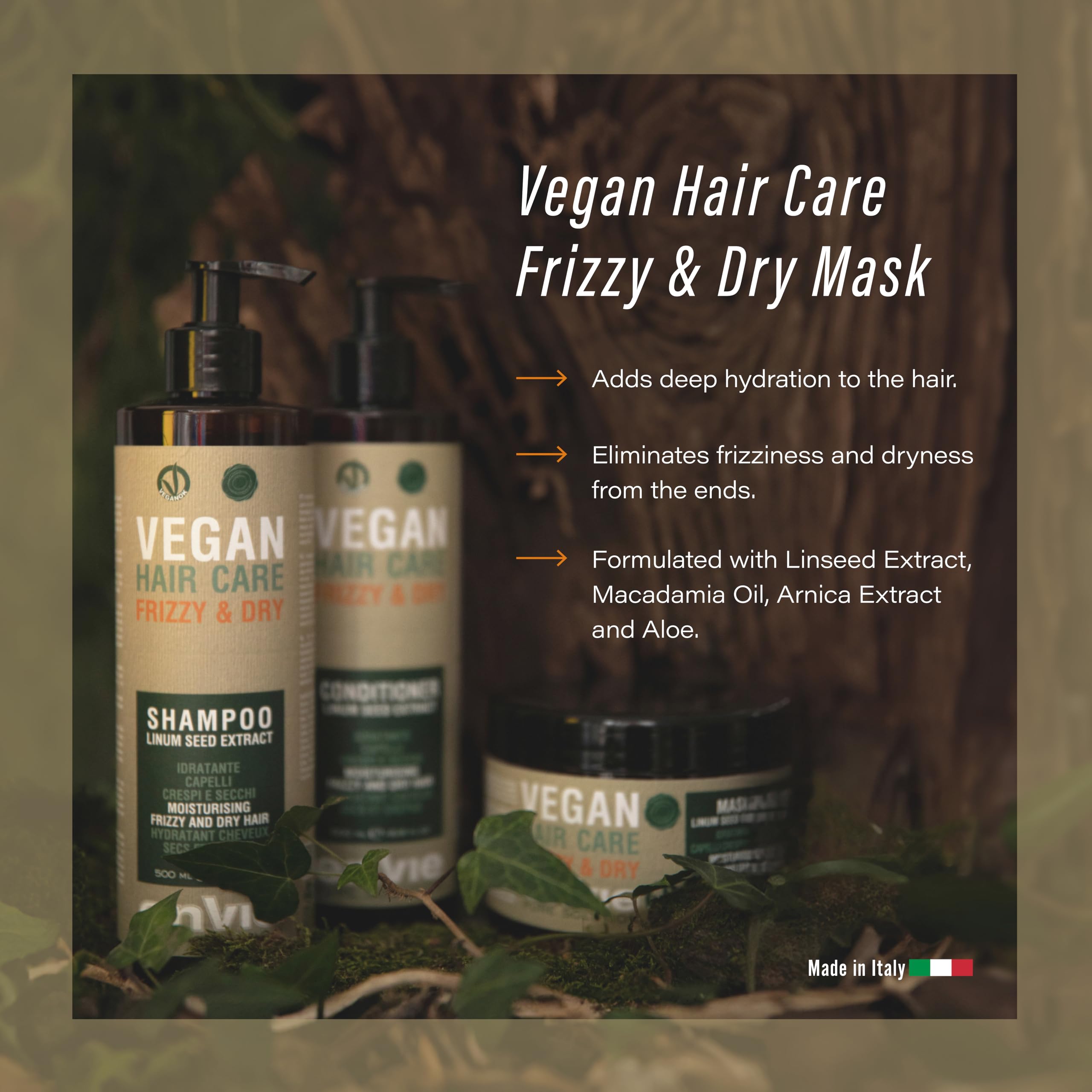 Masque Hydratant Cheveux Secs ENVIE Vegan - 500 Ml, Anti-frisottis, Soin Vegan, Neuf