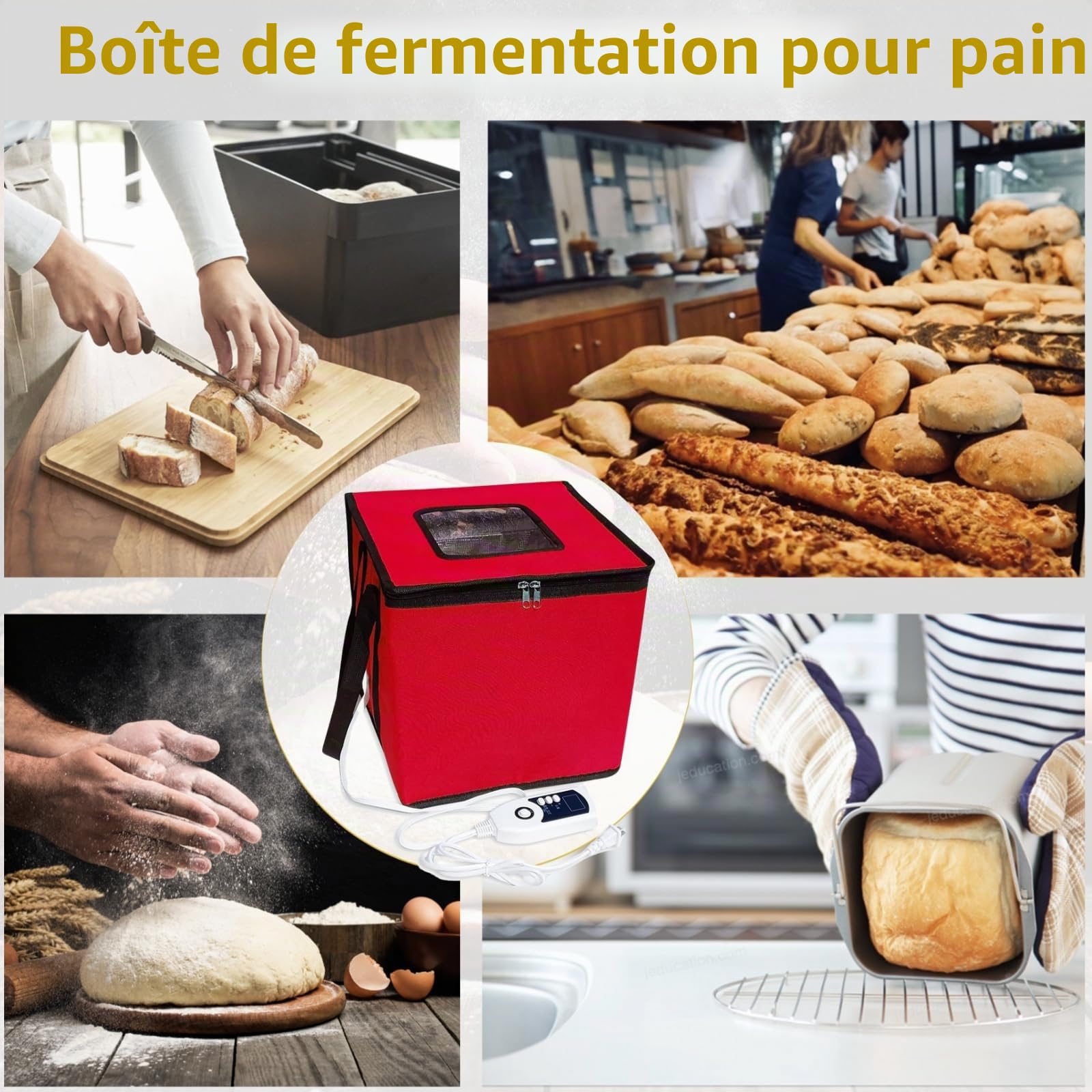 Cloud Fire Boîte de fermentation pliable pour pâte, boîte de fermentation à température réglable avec couvercle, armoire de fermentation multifonctionnelle amovible pour la maison, pain, pizza, yaourt
