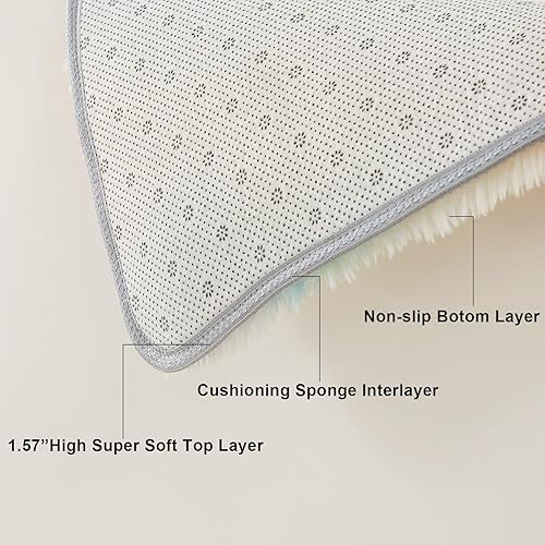 Miniatura 8 de JKMAX Alfombras peludas para sala de estar, teñido anudado de arcoíris, de felpa suave, mullida, de 7 x 10 pies, para dormitorio, guardería,