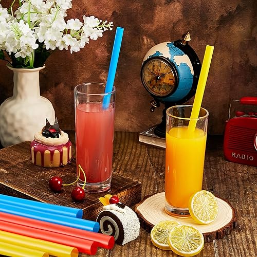 Miniatura 7 de Tessco for you 3200 popotes grandes de 9.84 pulgadas para batidos de frutas y verduras grandes de 0.394 in desechables de plástico de boca ancha