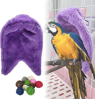 Cozy Corner Fleece Bird Blanket Cozy Corner Cuddle Nest Hanging Toy Parrot Cage Snuggle Hut Warm Plush Bedding,Small Animals Shelter Plush Bedding for Parakeet Cockatiel Pigeon (Small,Purple)