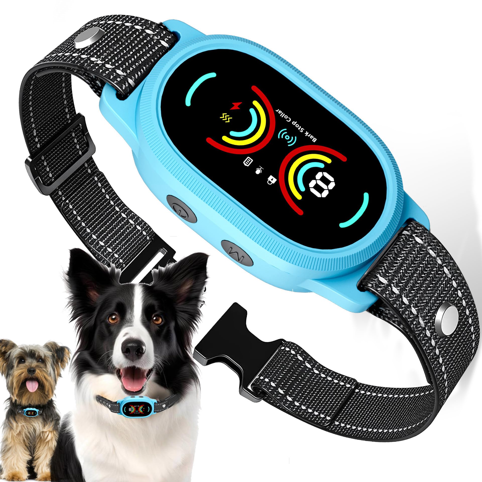 Smoothway Dog Bark Collar, Rechargeable Bark Collar for Large Dog, IP67 Waterproof Anti Barking Collar Dogs with Adjustable Sensitivity for Medium and