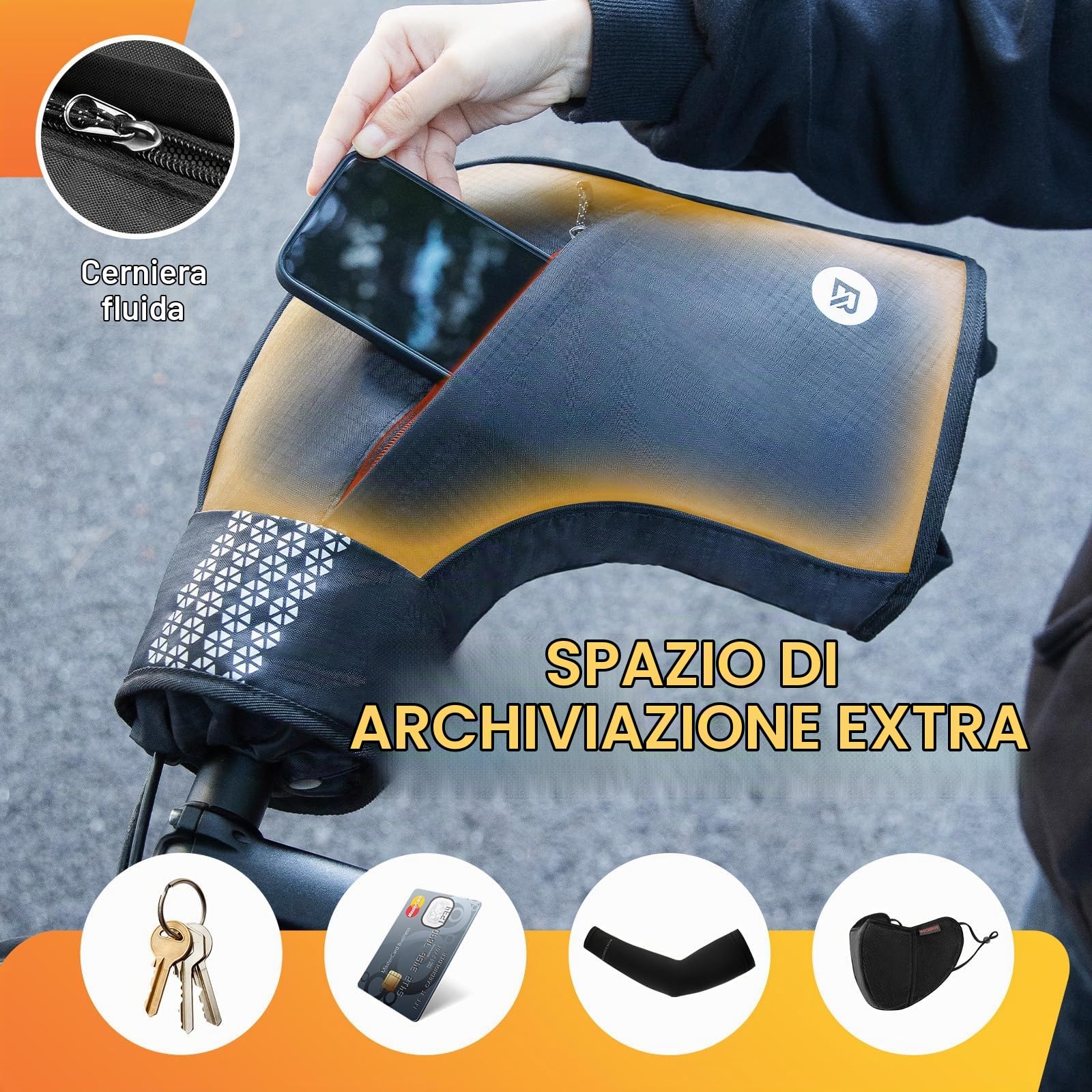 ROCKBROS Guanti Manubrio Bici, Guanti Termici Invernali, Guanti Antivento Caldo, Guanti Manubrio Riflettente, Adatto per Bici Moto Ebike Scooter