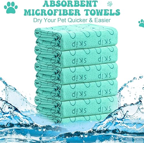 Miniatura 3 de Peryiter 8 toallas de secado para perros a granel de 55 x 28 pulgadas, toallas de baño absorbentes de microfibra para perros, toallas de baño de