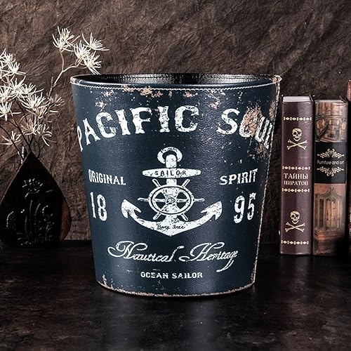 Miniatura 6 de Cubo de basura de 2.64 galones, cesta de basura decorativa, cesta de papel de piel sintética, bote de basura impermeable para baño, dormitorio,