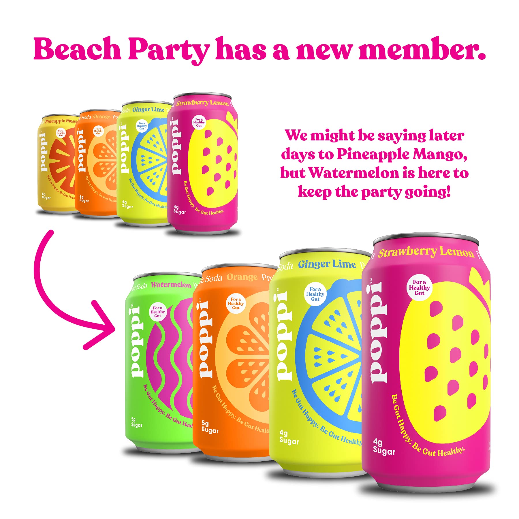 POPPI Sparkling Prebiotic Soda w/ Gut Health & Immunity Benefits