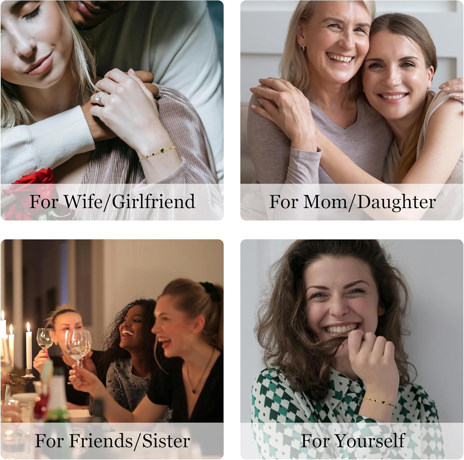 G&GEMSJEW Infinity Heart Birthstone Bracelets for Women, 925 Sterling Silver Women Charm Link Bracelet Adjustable, Birthday Anniversary Christmas Jewelry Gifts for Women Wife Mom Girlfriend Her - Image 5