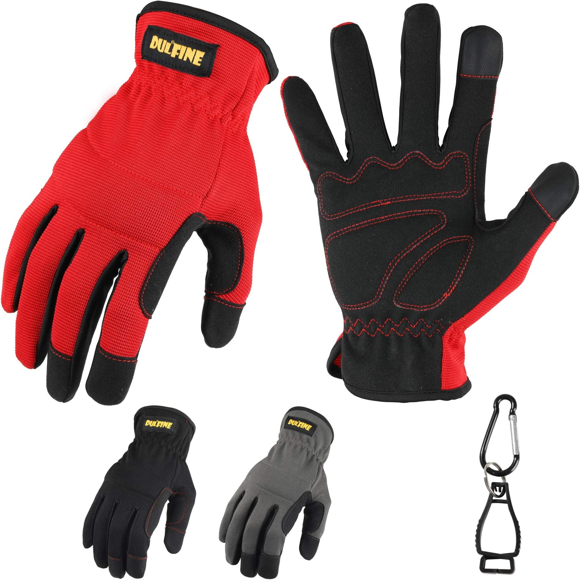 DULFINE High Performance Work Gloves For Men(3 Pairs Pack), High Dexterity Touch Screen For Multipurpose,Excellent Grip (Extra Large)