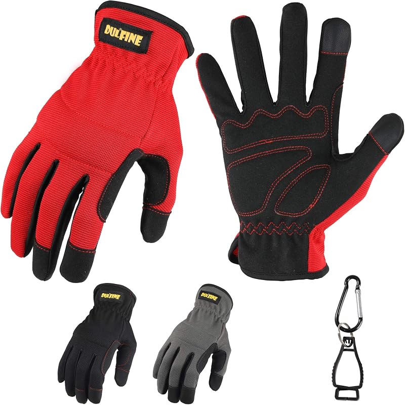 DULFINE High Performance 3 Pairs Pack Work Gloves for Men Multicolor XL | Touch Screen, High Dexterity, Excellent Grip, Ideal for Multipurpose, for Men & Women