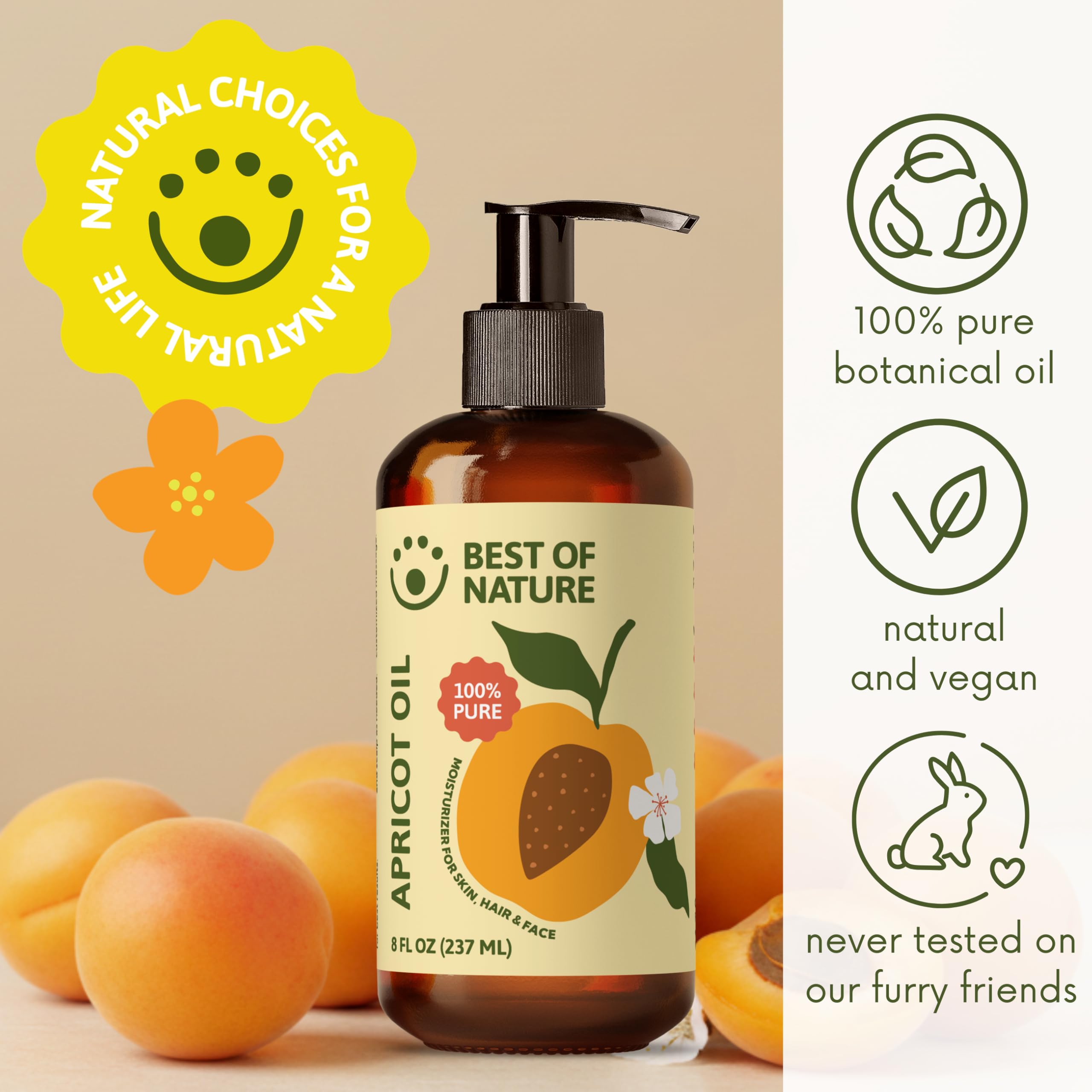 Best of Nature 100% Pure Apricot Oil for Skin, Hair & Essential Oils
