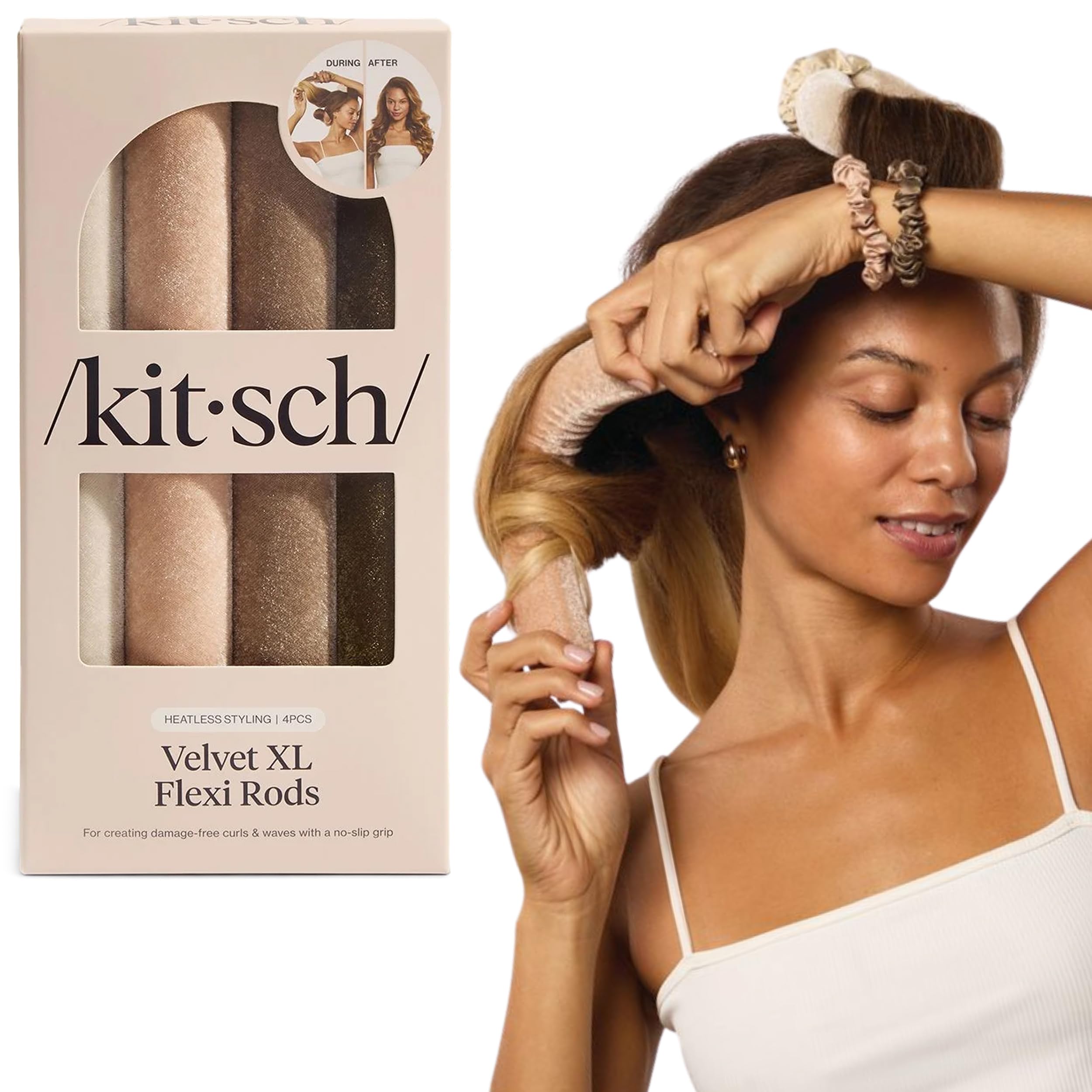 Kitsch XL Flexi Rods for Heatless Curls Overnight - Soft Velvet