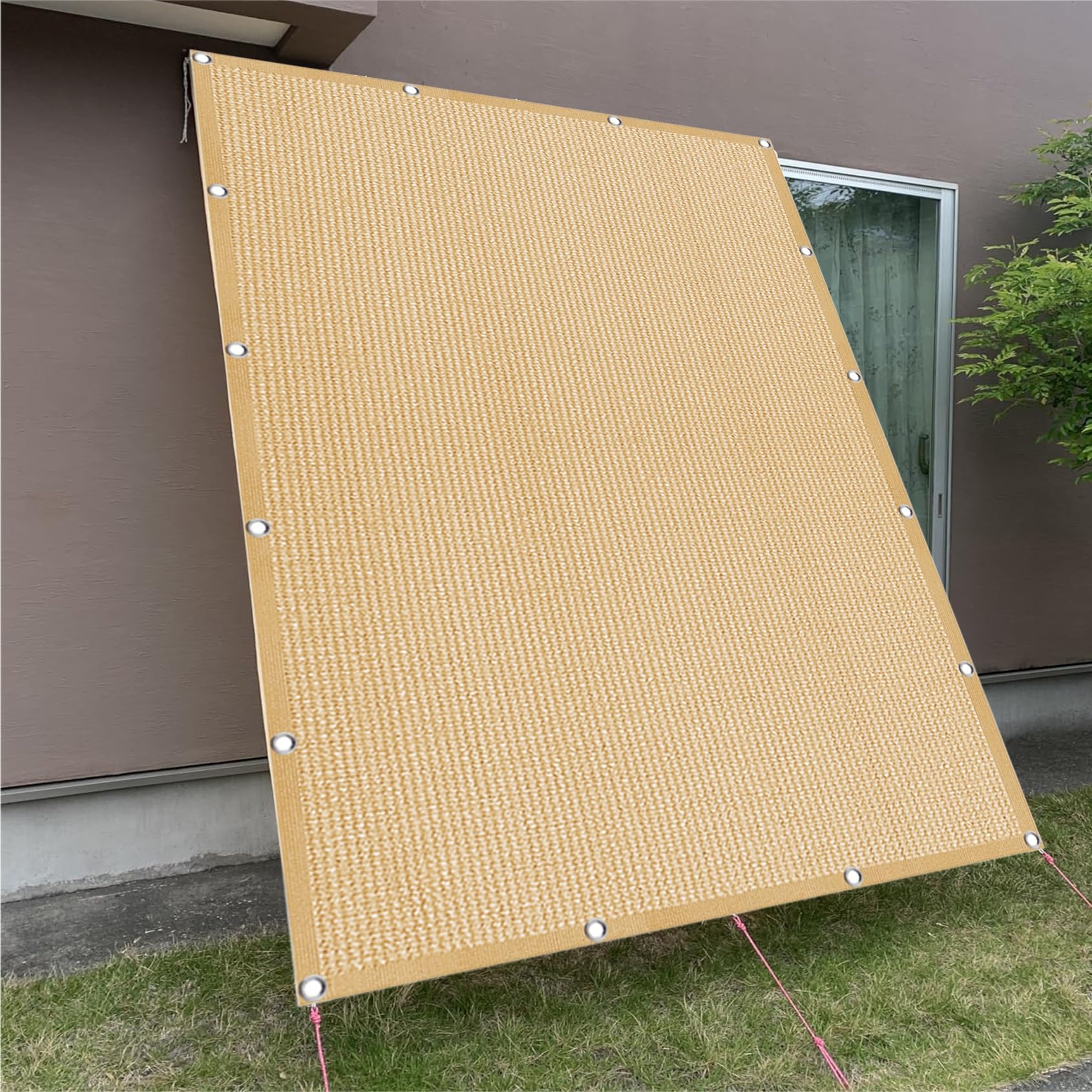 Toile ombrage respirante 280 x 520 cm voile d'ombrage rectangulaire jaune sable terrasse