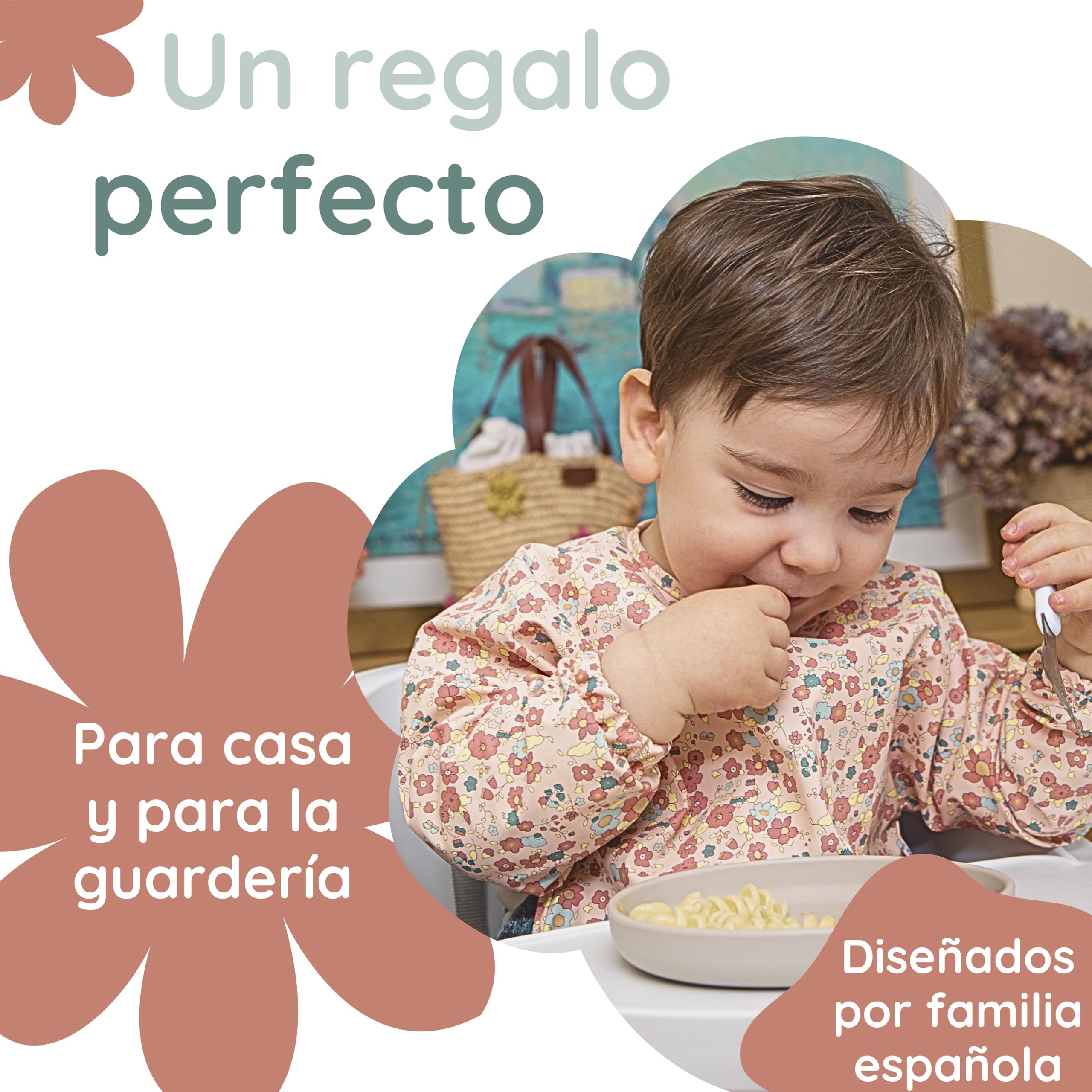 Babero con Mangas Impermeable Bebé ideal BLW. Babi Guardería para Comer y Pintar con Manga Larga Niños y Niñas de 6 a 36 Meses hasta 3 Años. Fácil Limpieza. Muy Suave. Regalo Bebe Navidad