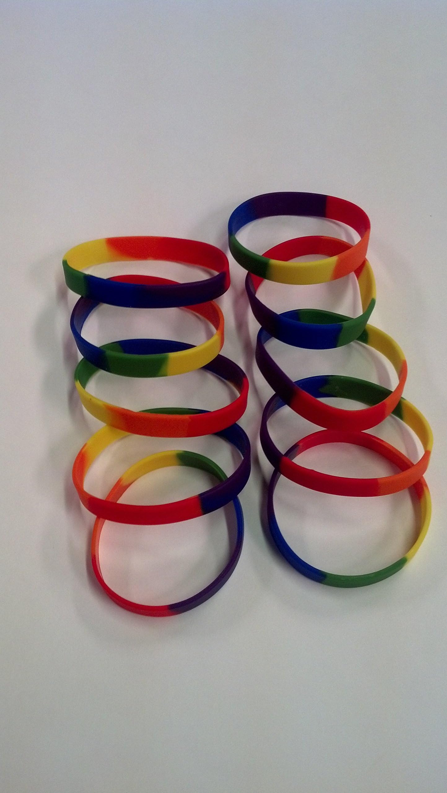 Gay Pride Rainbow Wristband Bracelets, Fits Most Adults (Pack of 10)