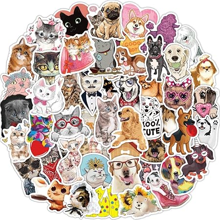 amazon com 160 pcs cute pet vinyl stickers pack for kids teens adults waterproof cat and dog sticker for water bottle laptop phone scrapbook folders skateboard luggage bumper bike car decals electronics
