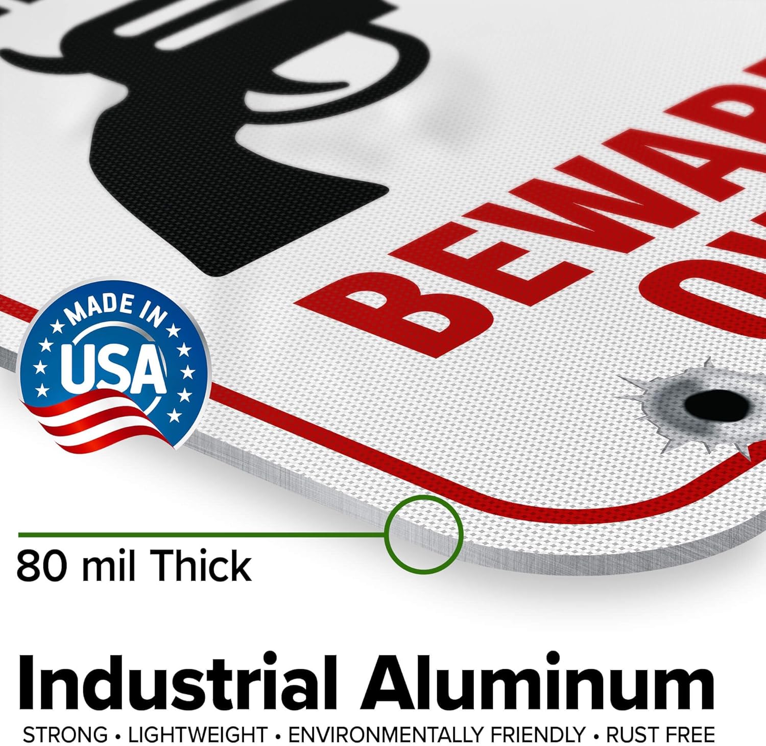 Never Mind The Dog Beware Of Owner Sign, 12x18 Inches, 3M EGP Reflective, Rust Free .063 Aluminum, Fade Resistant, Made in USA by My Sign Center