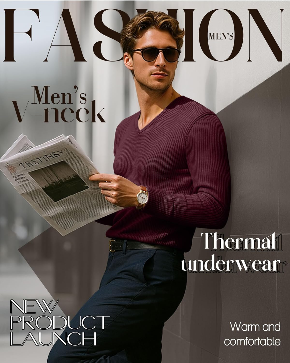 3 Pack Men's V Neck Thermal Ribbed Shirts Cotton Long Sleeve Casual Underwear Slim Fit Stretchy Base Layer Tops - Image 4