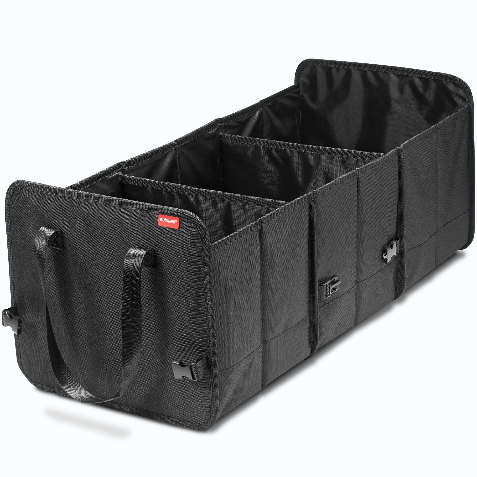 achilles Caja plegable para coche, organizador de coche, bolsa de maletero de tamaño ajustable, organizador de maletero, cierre de velcro en el suelo Negro 72x33x30cm