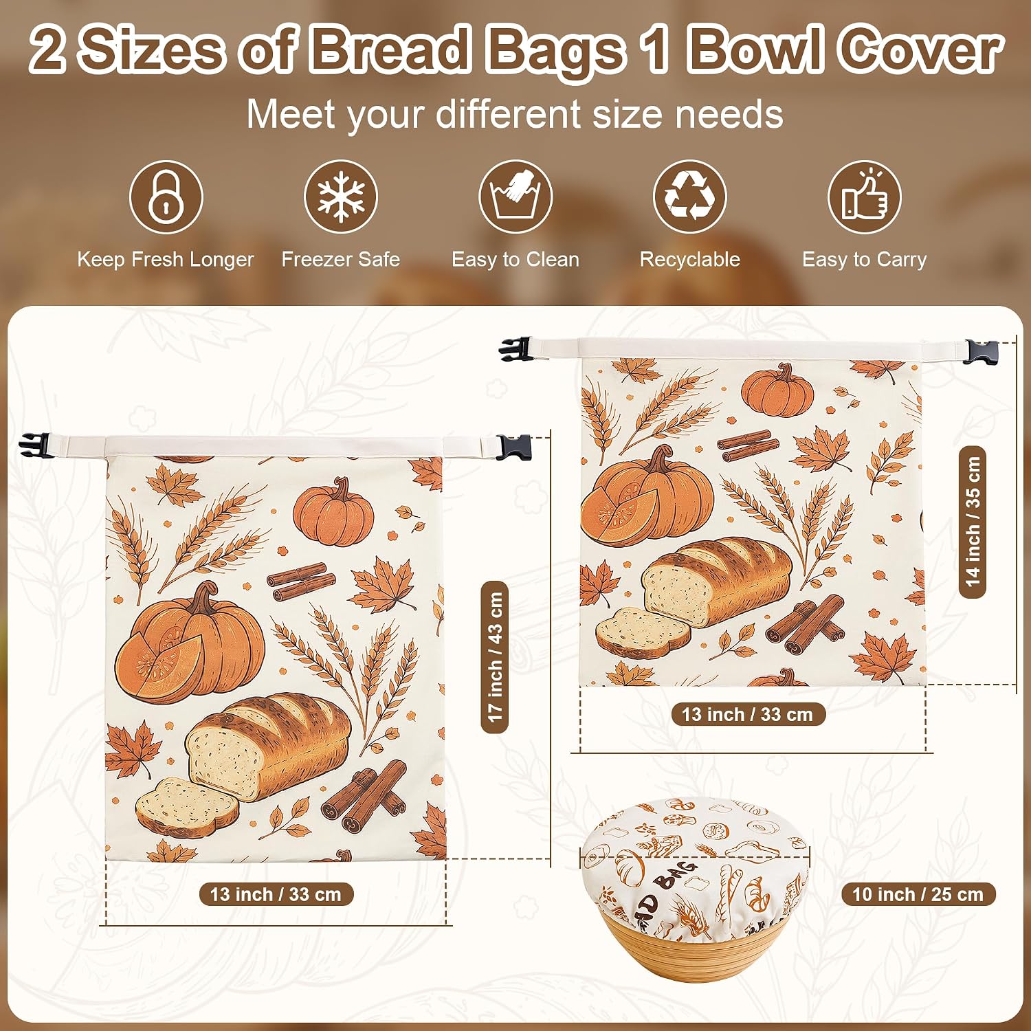 2 Pack Beeswax Bread Bags for Homemade Sourdough Bread with Zipper image 3