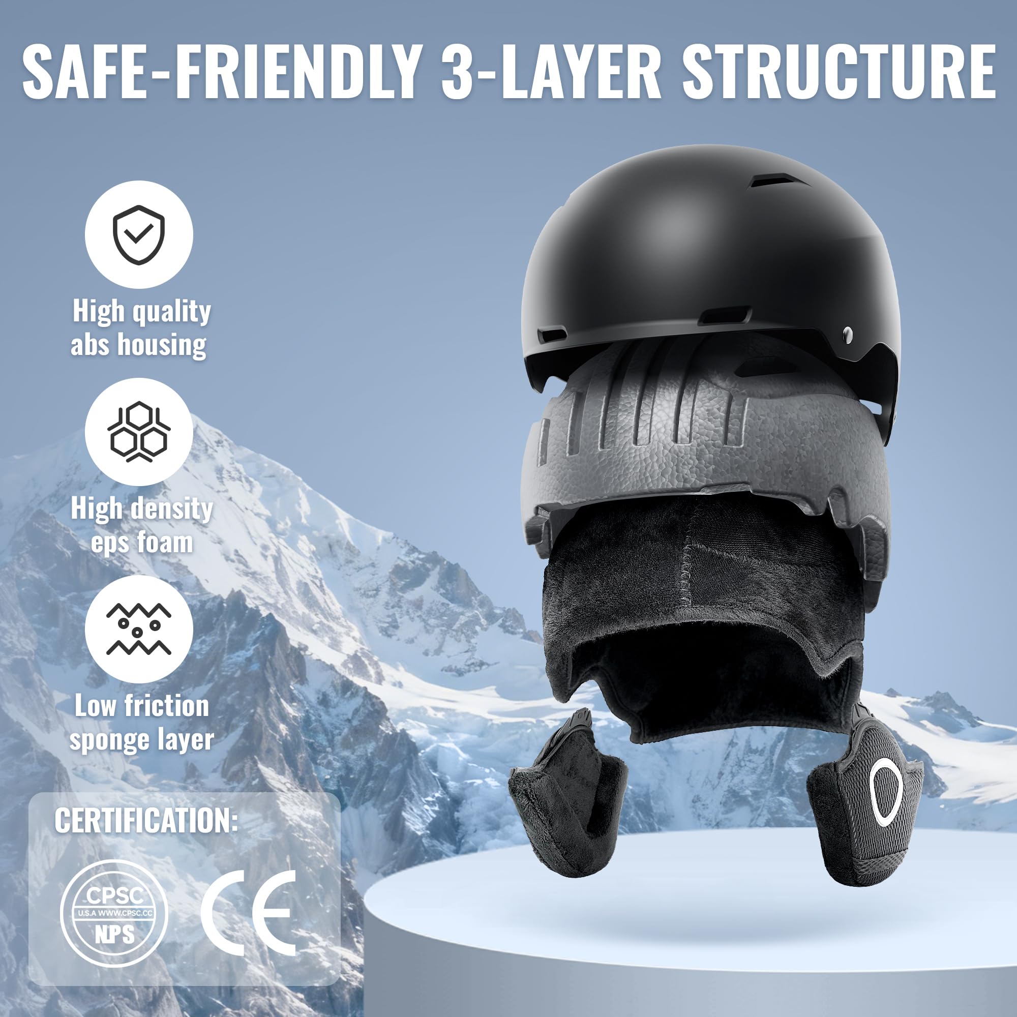 LUMDEER Kask narciarski – certyfikowany kask snowboardowy do aktywnej wentylacji, trwała powłoka PC i pianka EPS oraz ciepła strona wewnętrzna, do jazdy na nartach, snowboardzie, dorosłych, mężczyzn i