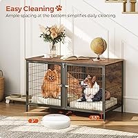 Vista 8 de Mueble de jaula para perros para 2 perros, perrera de 43.3" con divisor removible, mueble para perros pesado y resistente estilo doble jaula