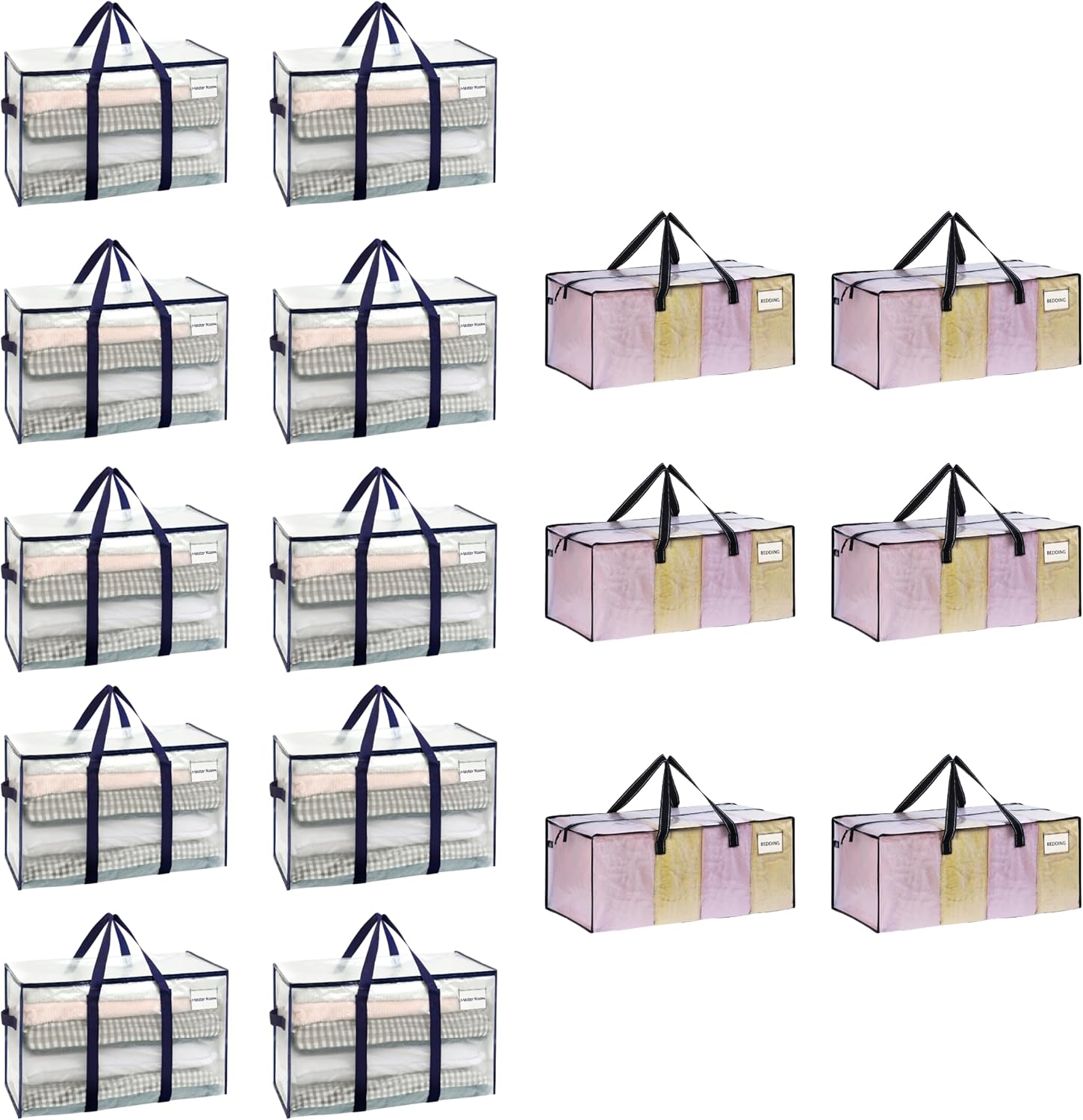 VENO 16 Pack Heavy-Duty Moving Bags (10 with Wrap Around & Side Handles, 6 with Sturdy Cross-stitched Handles)