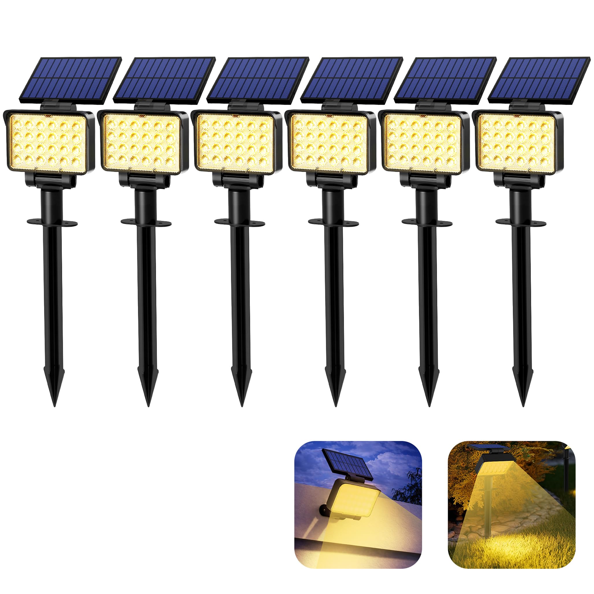 Solpex Solarlampen für Außen, 6 Stück 24 LEDs Solarleuchten für Außen