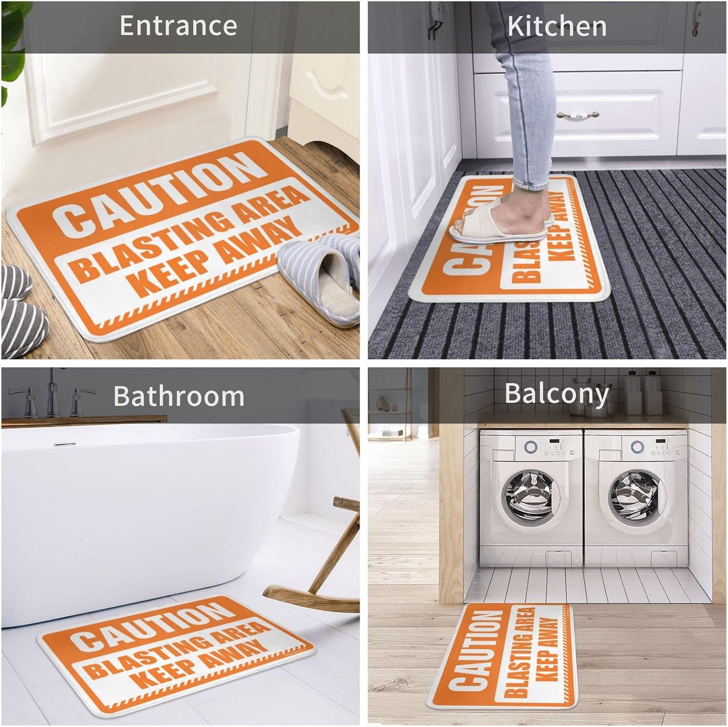 Outdoor Winter Rug Caution Blasting Area Keep Aways Mat Door Mats for Inside Entry Spring Outdoor Mat(50X80CM)