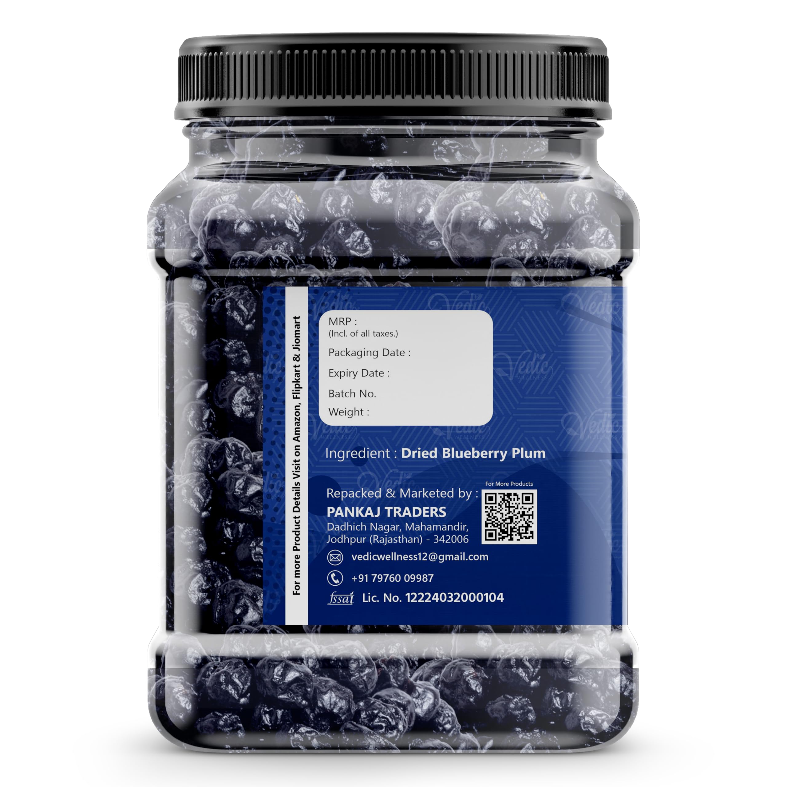 ‎VEDIC WELLNESS Fresh Blueberry | Sweet and Delicious | Healthy Snack | Rich in Calcium and Vitamin K | Vegan, Non-GMO & No Preservatives (500g) - Image 3 thumbnail