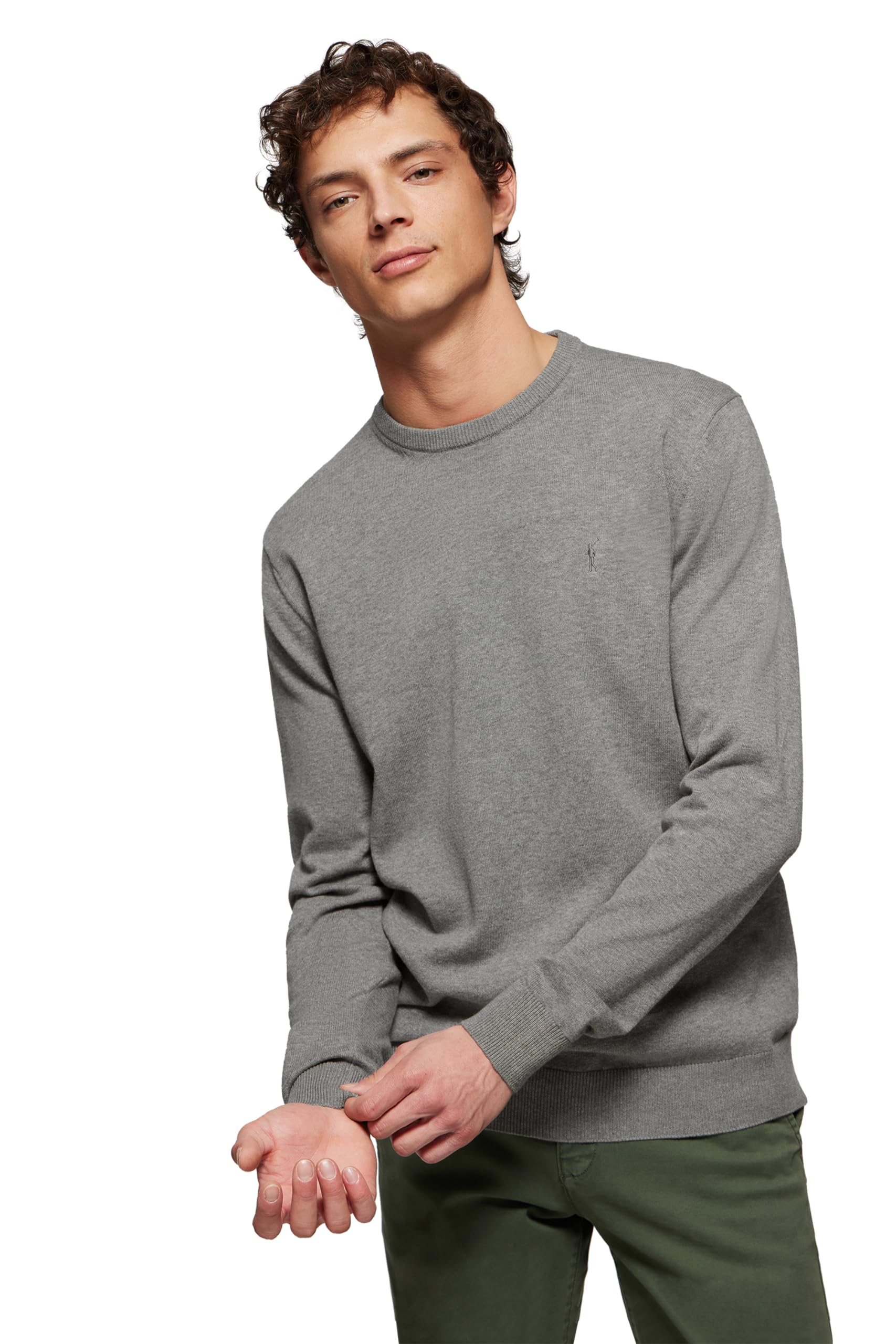 Polo Club Maglia a Maniche Lunghe da Uomo Scollo Rotondo 100% Cotone Jersey