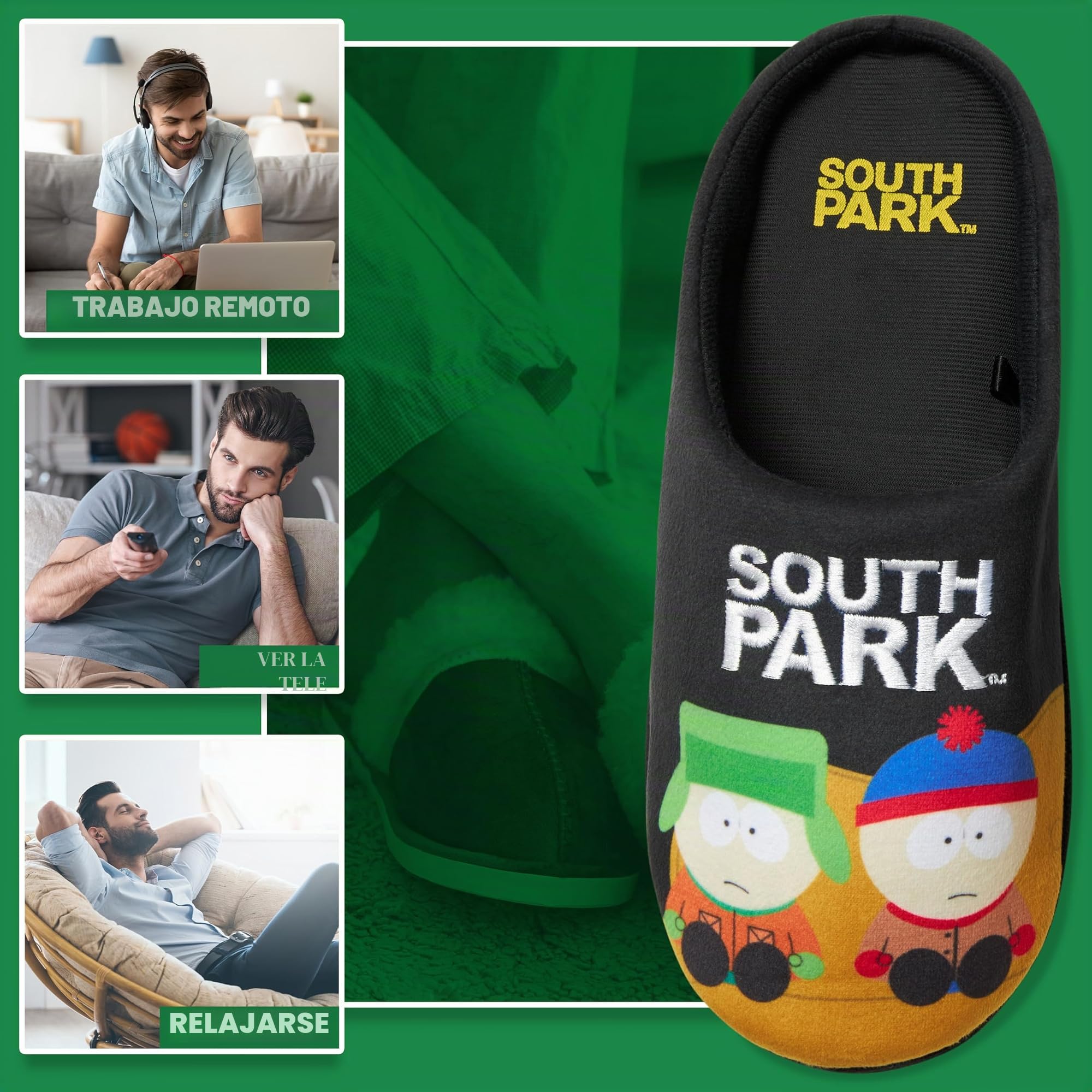 South Park Zapatillas de Estar para Hombre - Pantuflas de Casa de Invierno