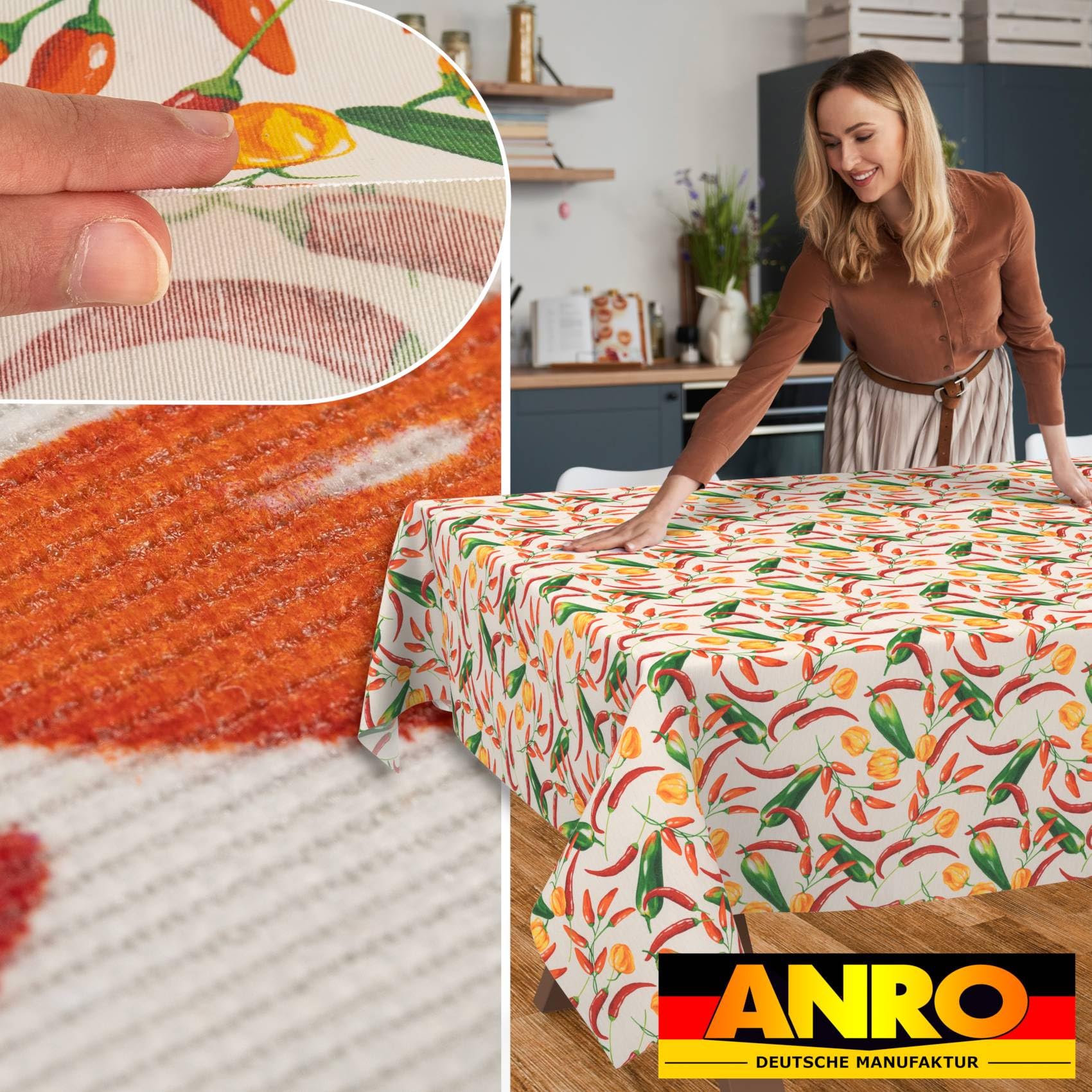 Tablecloth, Fabric, Washable, Easy Care, Lotus Effect, Dirt and Water-Repellent for Indoor and Outdoor Use 100 x 140 cm - Image 2