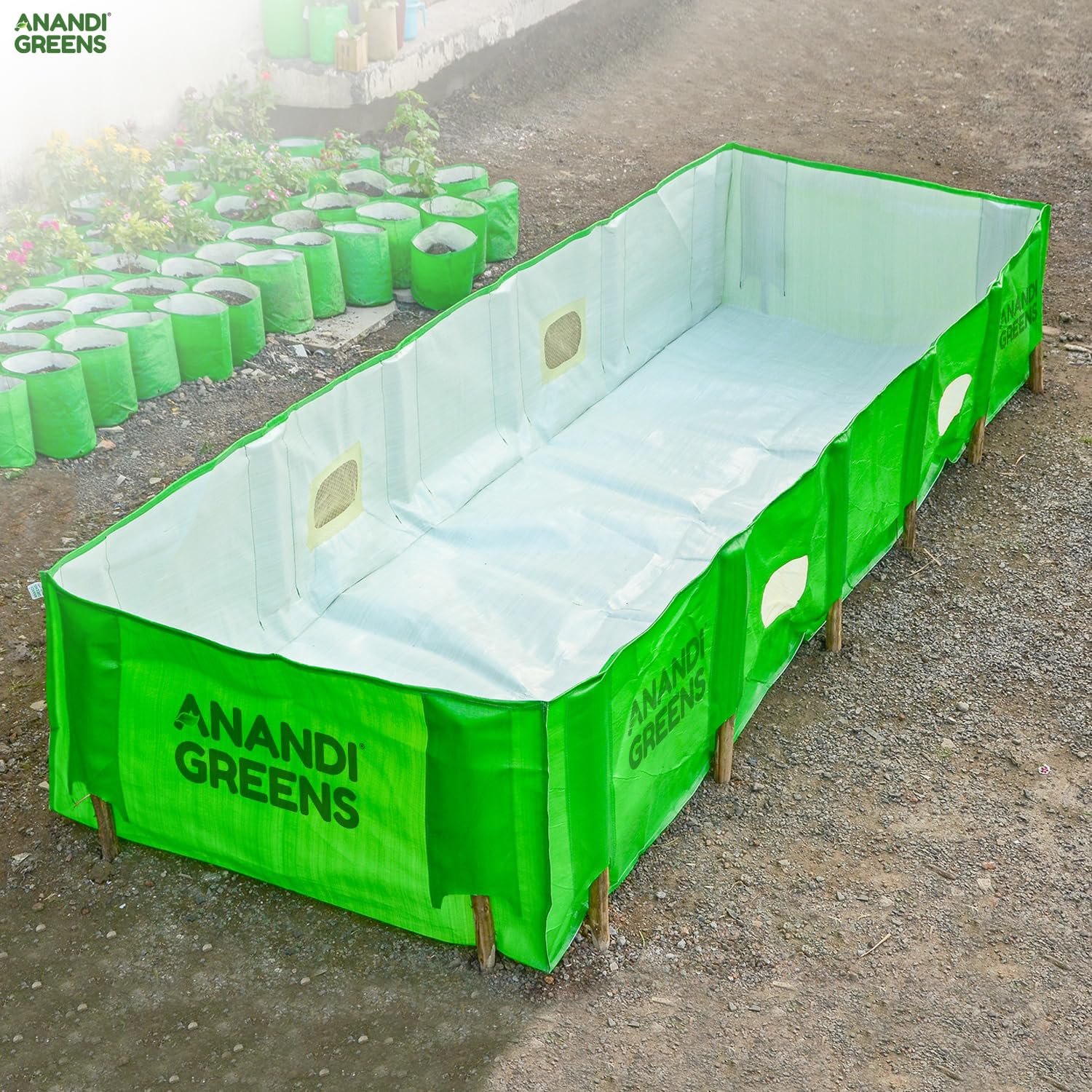 Anandi Green's 8X4X2 Feet 450 GSM Green Color HDPE UV Stabilize Imported Vergin Fabric Agro Vermi Compost Making Bed Compost Bed - Image 5 thumbnail