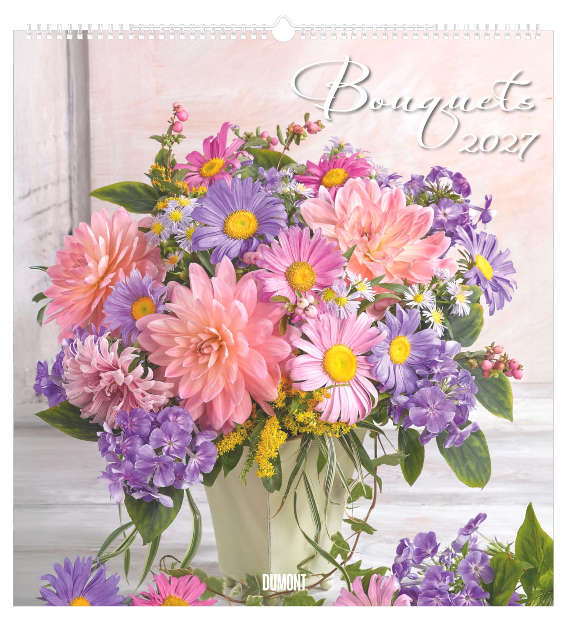 Bouquets 2027: Wandkalender 45x48 cm mit 12 bezaubernden Blumenbouquets und sprachneutralem Kalendarium