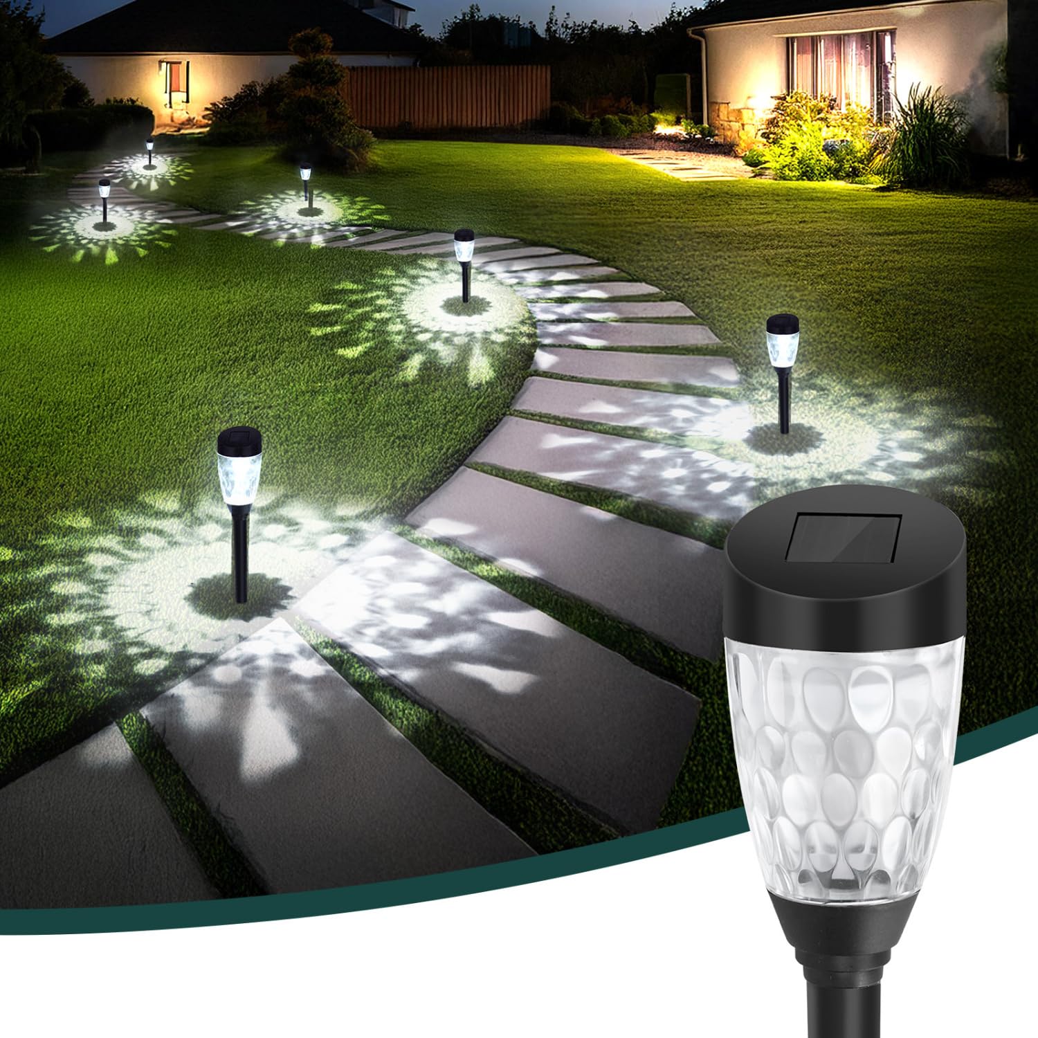 Aigostar Black Solar Lights Outdoor Garden, 12 Pack Outdoor Lights Solar Powered Stake Lights, Waterproof Solar Pathway Lights, Led Garden Light Ornaments Landscape Path Lighting For Walkway Driveway Lawn