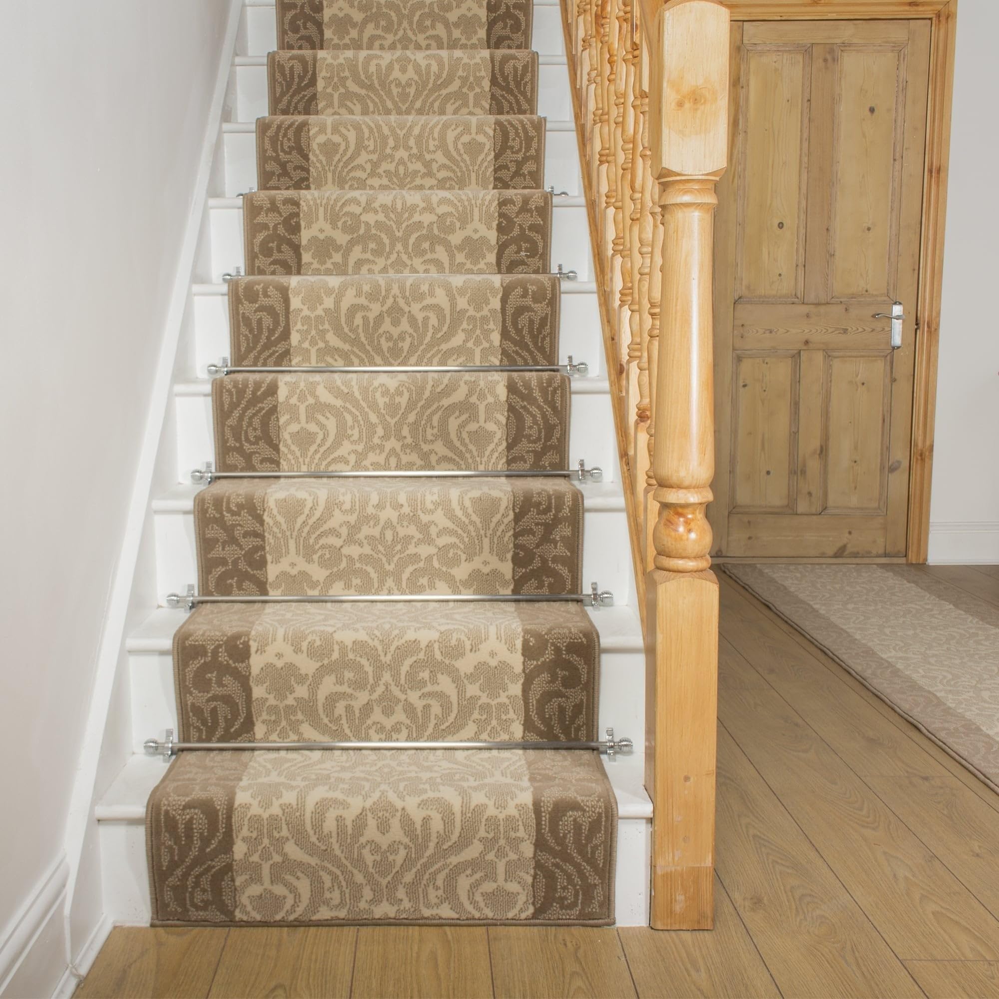 runrug Soft & Comfortable Stair Runner - Smooth & Durable Carpet for Stairs - Stain-Resistant, Fade-Resistant - Multiple Sizes - 480cm x 80cm - 9mm Thick - Baroque, Ivory